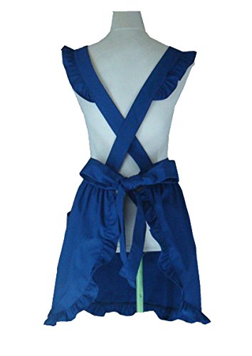 Hyzrz Cute Lovely Cotton Retro Kitchen Cooking Aprons For Women Girls Vintage Baking Victorian Apron With Pockets For Gift (Blue