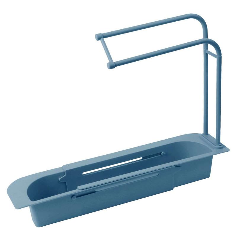 Fayby Kitchen Drain Basket Sink Rack Organiser Basin Shelf Holder | Extendable Retractable Sink Drain Rack Kitchen Sponge Dishwa