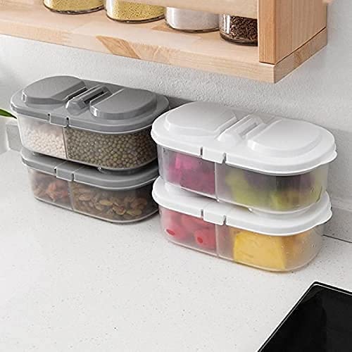 Syjbuh 2 Sided Food Storage Container Box For Fridge Storage Container With 2 Compartment Stackable Plastic Freezer Storage Cont