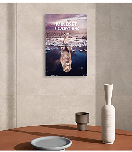 Motivational Canvas Painting Animal Poster Little Lion And Big Lion Mindset Is Everything Wall Art Printing Office Decoration Fr