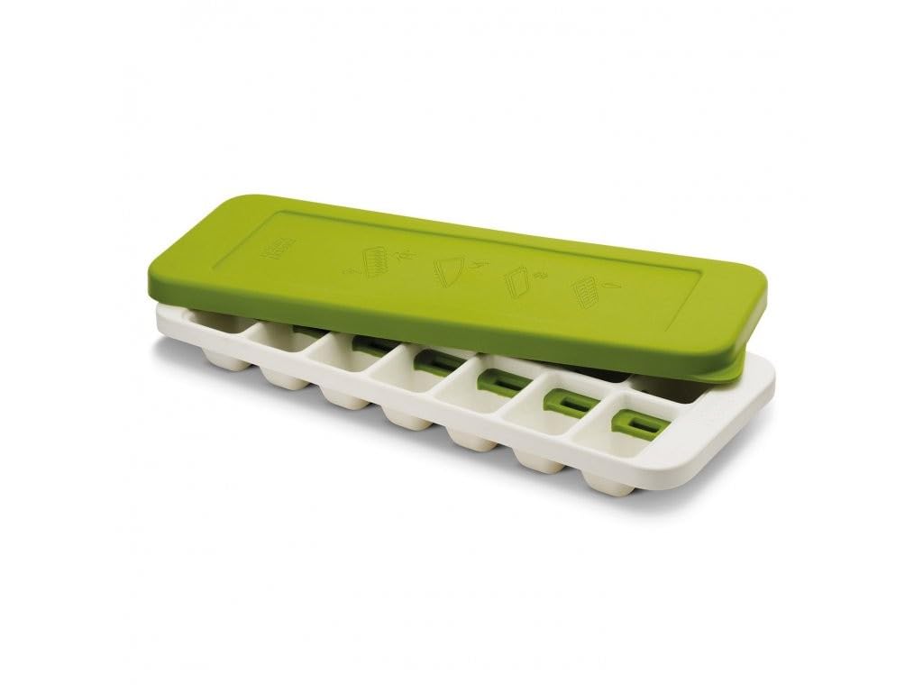 Joseph Joseph Quicksnap Ice Cube Tray With Cover Lid Easy-Release No-Spill Stackable Odor-Free Dishwasher Safe, Green