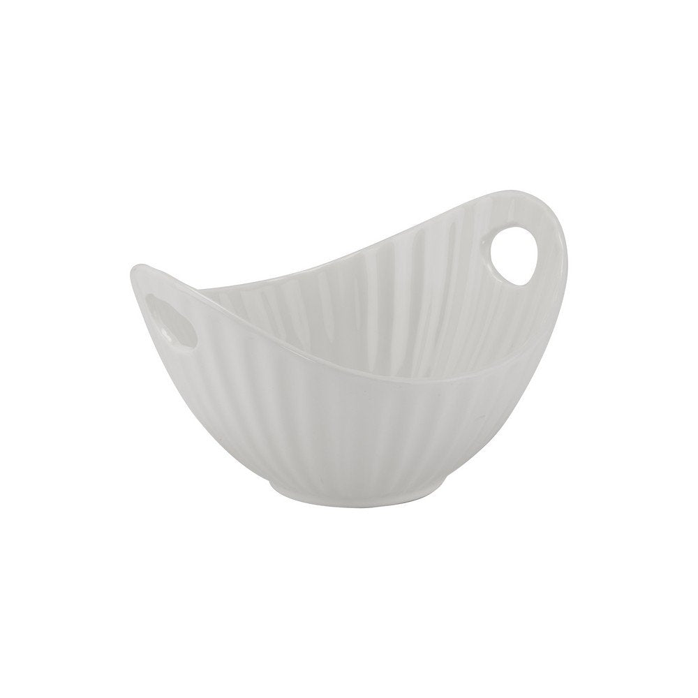 10 Strawberry Street Whittier 7.75/24 Oz Boat Bowl with Line Texture, Set of 4, White