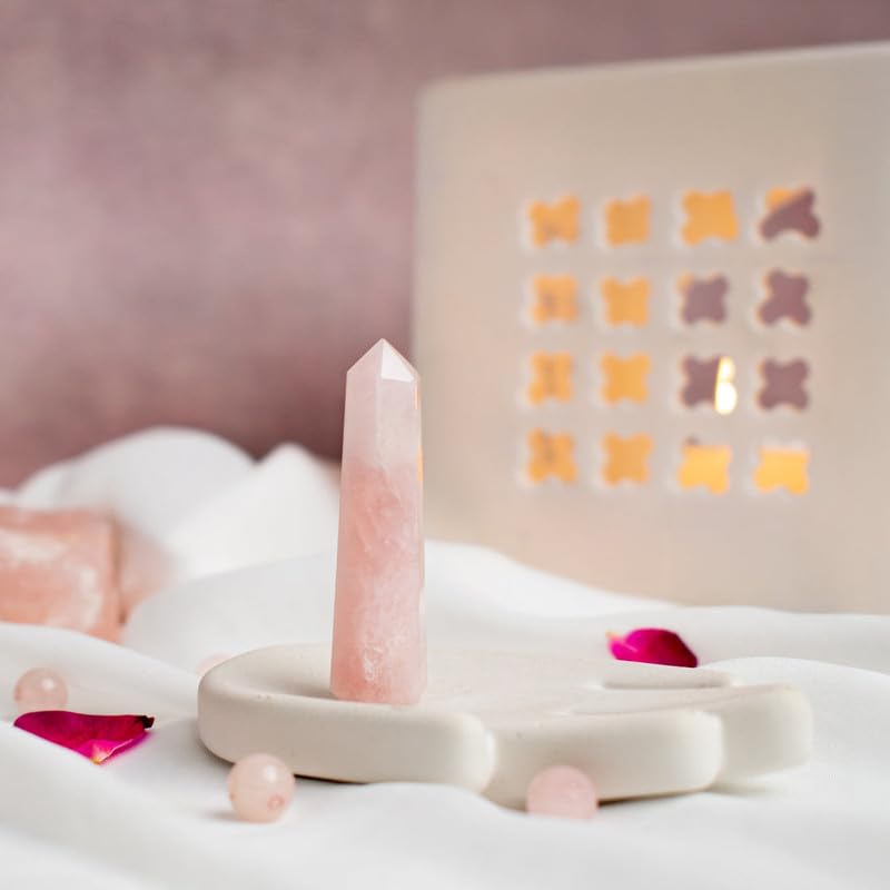 Astrotalk Love Attraction Crystal Tower | Natural Rose Quartz Stone for Self-Love, Harmony & Relationship Energy | Vastu Items for Home Decor | Office Table Decoration Items | Gift for Man & Woman