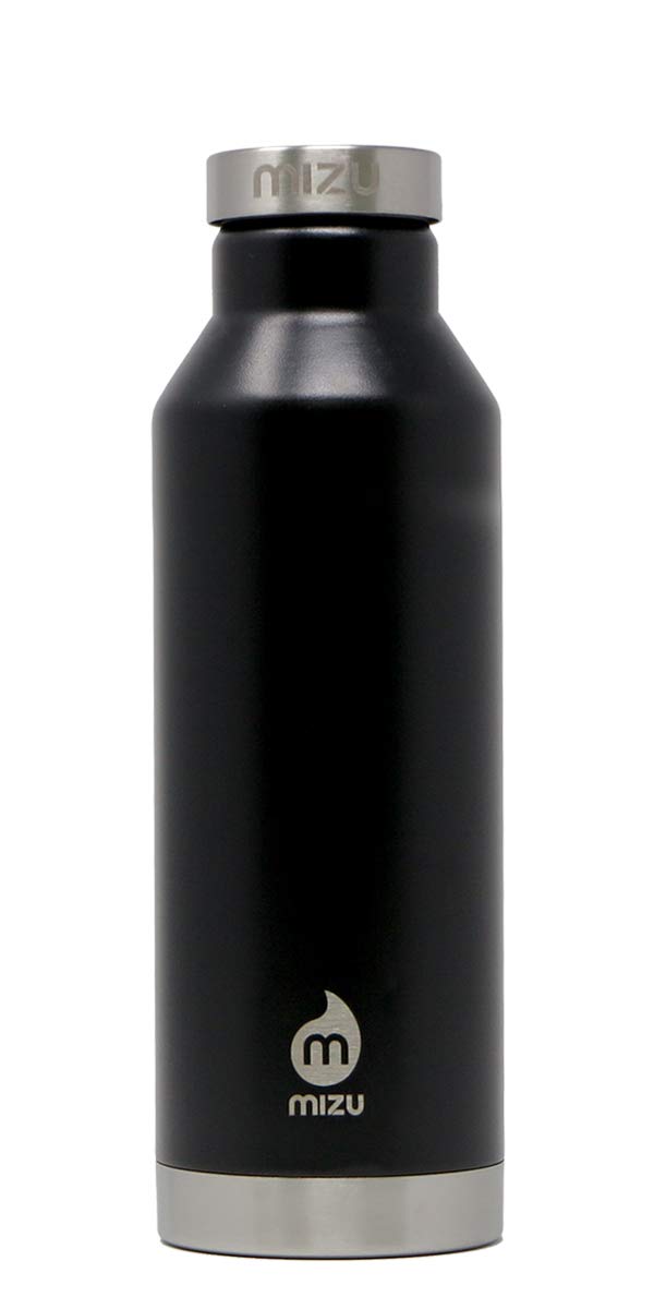 Mizu V6 19 Oz. Insulated Stainless Steel Water Bottle Vacuum Insulated Narrow Mouth With Leak Proof Cap, Black, 560 Ml