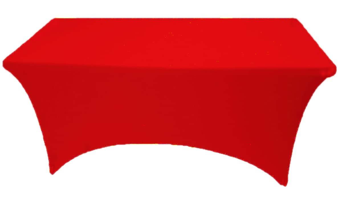 Gowinex 8Ft Red Stretch Spandex Table Cover Tablecloth For Rectangular Fitted Folding Table