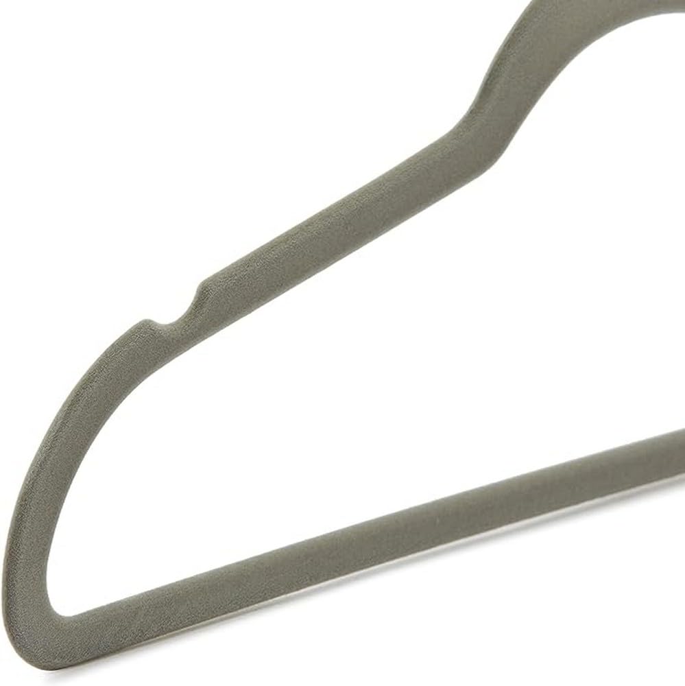 Amazon Basics Slim, Velvet, Non-Slip Suit Clothes Hangers, Gray/Silver - Pack Of 100