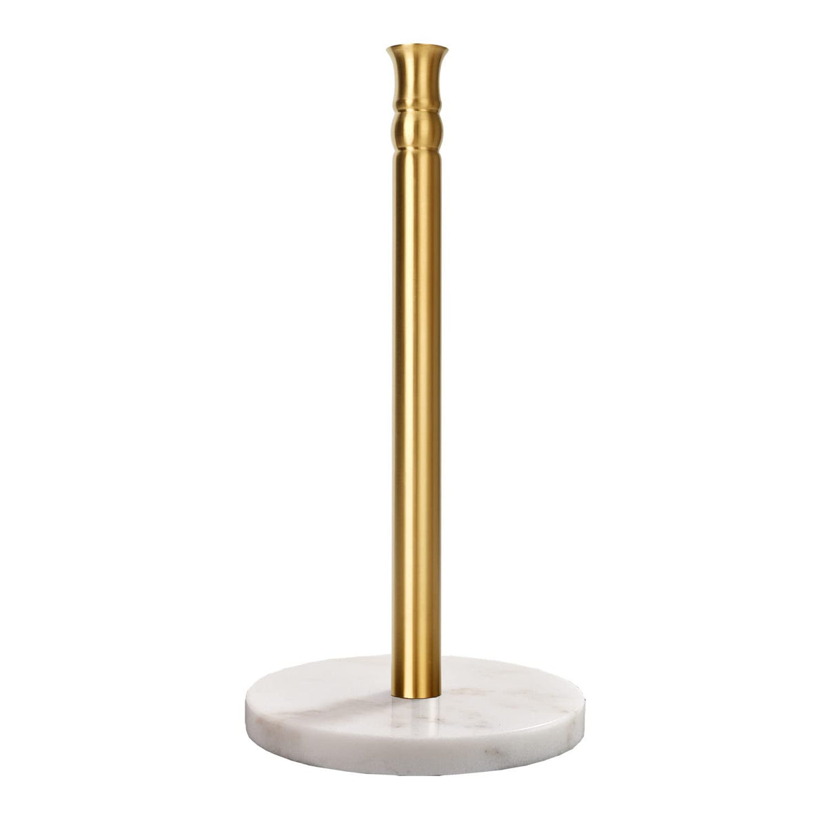 Gold Paper Towel Holder Countertop With Heavy Marble Base, Free Standing Paper Towel Holder Stand (Gold Brushed, Marble Base)