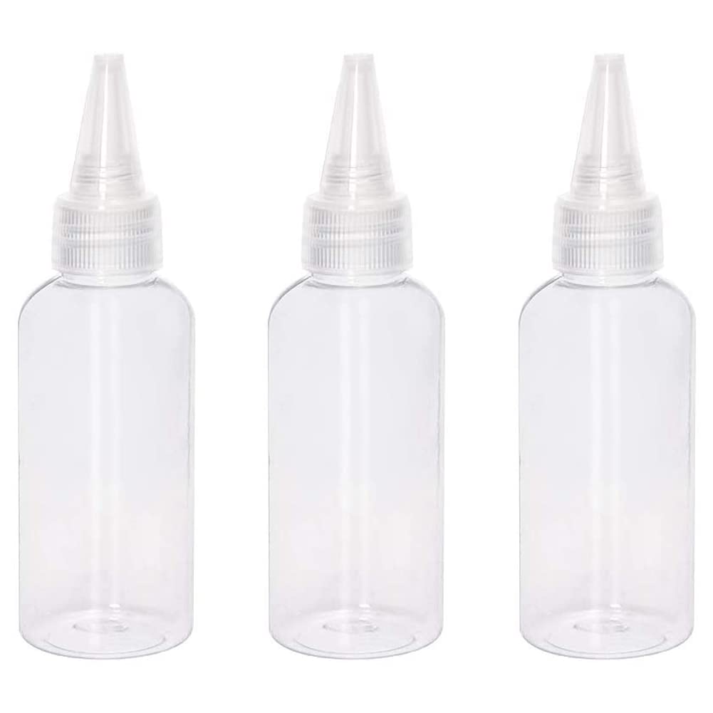 Lasenersm 3 Pieces Plastic Squeeze Bottles 3.4Oz Small Squeeze Bottles Plastic Bottles Applicator Mini Empty Squirt Bottle With