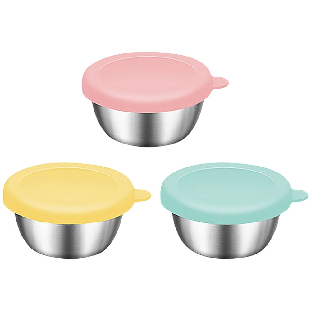 ccHuDE 3 Sets Salad Dressing to Go Containers Reusable Small Condiment Cups Stainless Steel Dipping Sauce Cups Reusable Sauce Co