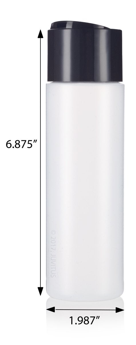 Juvitus 8 Oz / 250 Ml Professional Natural Clear Refillable Plastic Squeeze (Bpa Free) Bottle With Wide Black Disc Cap Lid (6 Pa