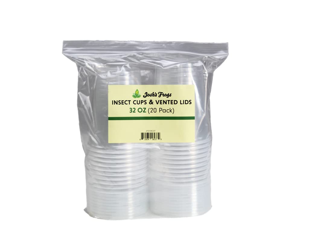 Joshs Frogs 32 oz Fruit Fly Cup and Vented Lid 20 Pack