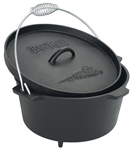 Bayou Classic 7360 Cast Iron Dutch Oven With Feet, 8.5 Quart