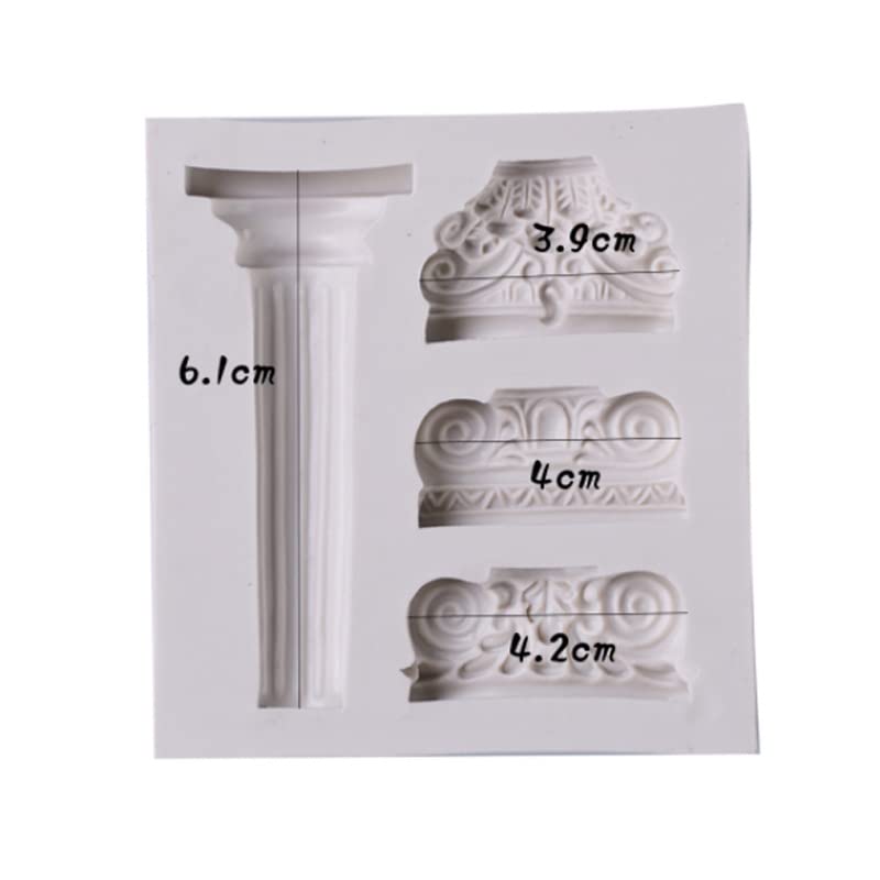 2Pcs Roman Column Marble Pillars Bas Relief Retro European Pattern Clock Silicone Molds For Fondant Candy Making Tools Chocolate