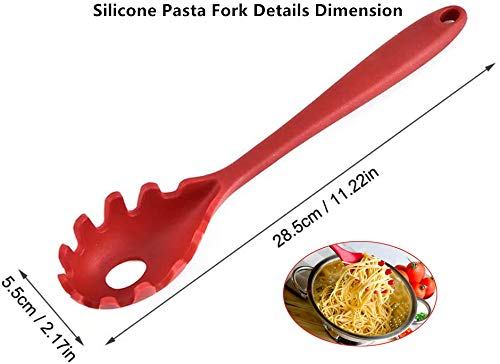 Silicone Pasta Fork,11Inch Spaghetti Spoon Pasta Fork,High Heat Resistant To 480F, Hygienic One Piece Design, Spaghetti Strainer