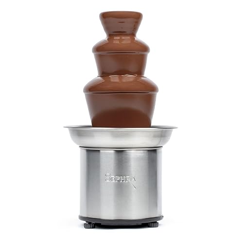 Sephra Select Chocolate Fountain Small 16-Inch Chocolate Fountain Machine For Melting Chocolate, Stainless Steel Heated Basin Ch
