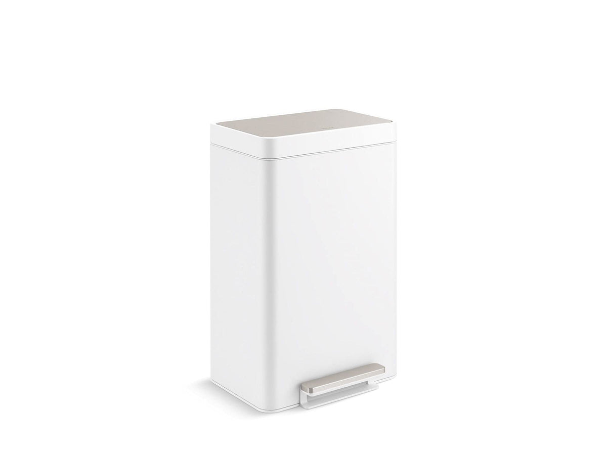 Kohler 20956-Stw 11 Gallon Dual Compartment Trash Can, Quiet-Close Lid, Trash Can With Soft-Close And Foot Pedal, Stainless And