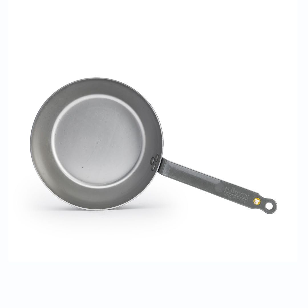 De Buyer MINERAL B Carbon Steel Fry Pan - 9.5” - Gray - PFAS/PFOA Free - Model 5614.24 - Ideal for Sauteing, Simmering