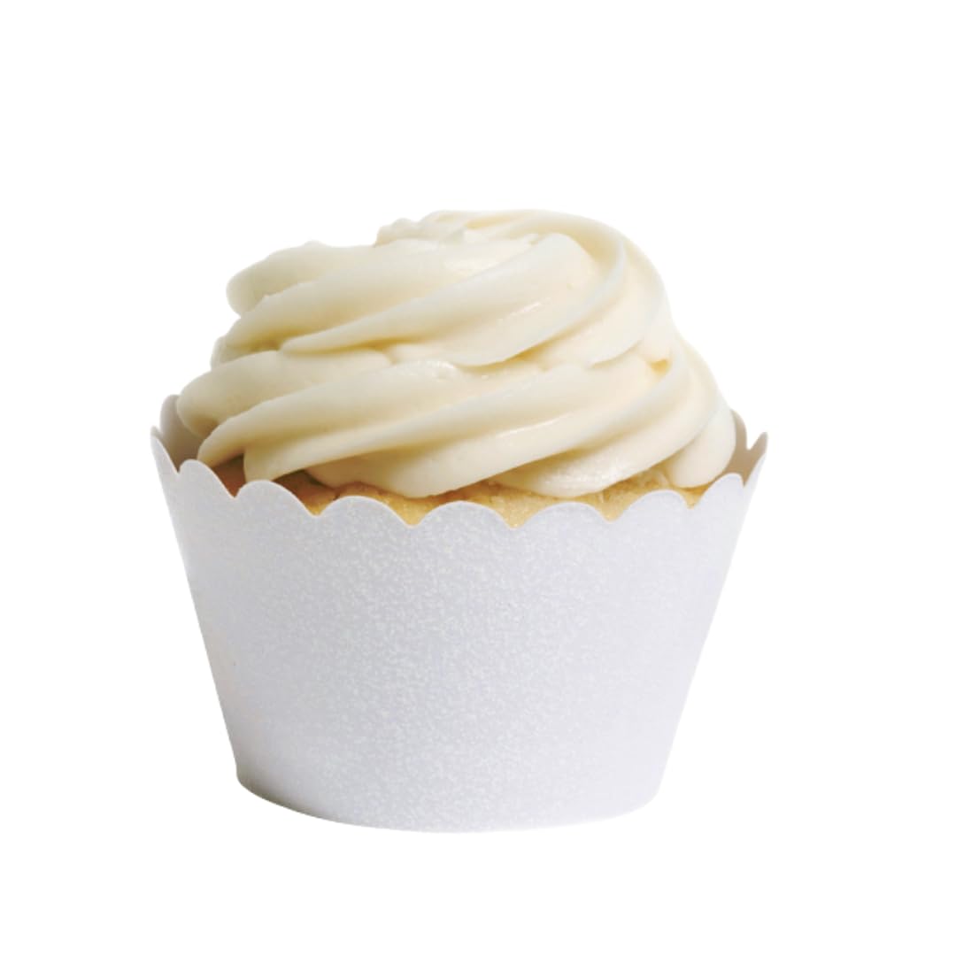 Dress My Cupcake Standard Reusable Glitter Cupcake Wrappers, Set Of 50 (White)