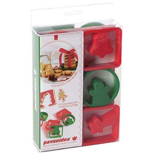Pavoni Christmascookies Cutters (12 Pack), Red/Green