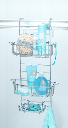 Zenna Home Hanging Shower Caddy, Over The Door, Rust Resistant, With 2 Storage Baskets, Soap Dish, Razor Holders And Hooks, Bath