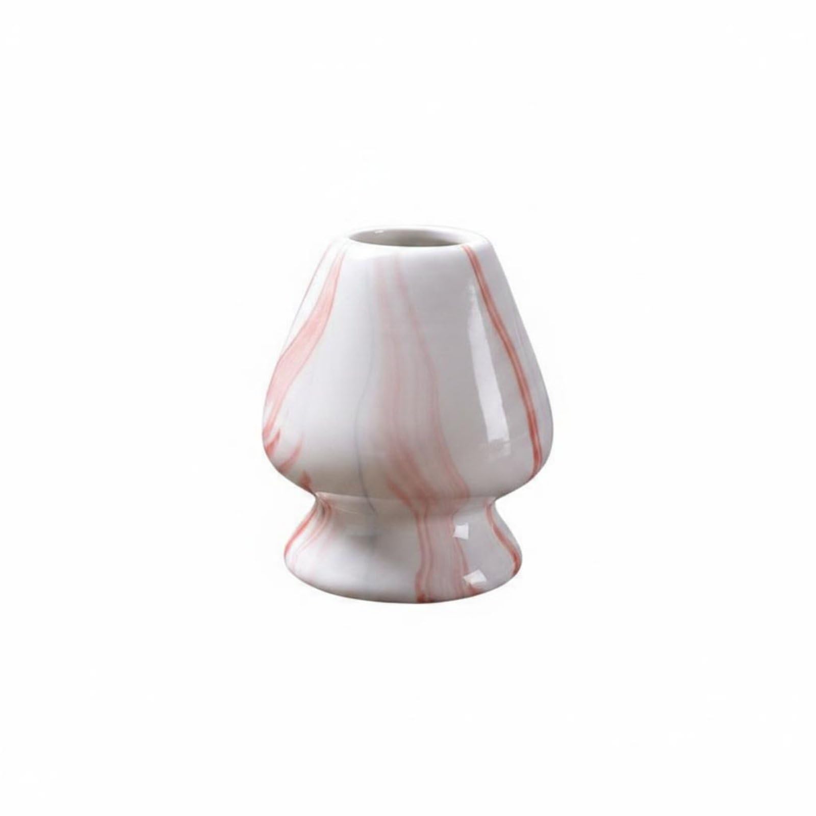 Ecomistiq Glossy Glazed Finish Ceramic Chasen Stand HighTemperature Fired Matcha Whisk Stand, Pink White | Spoon Rests Kitchen 