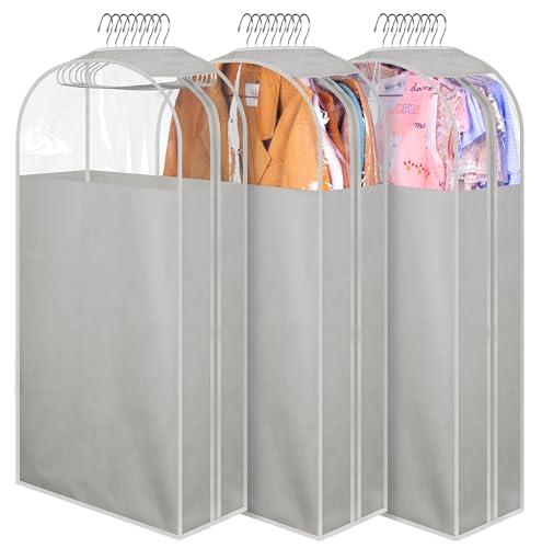 Misslo 10'' Gussetes Garment Bags For Hanging Clothes 40'' Clear Suit Bags For Closet Storage Suit Cover Bags Coat Protector, 3
