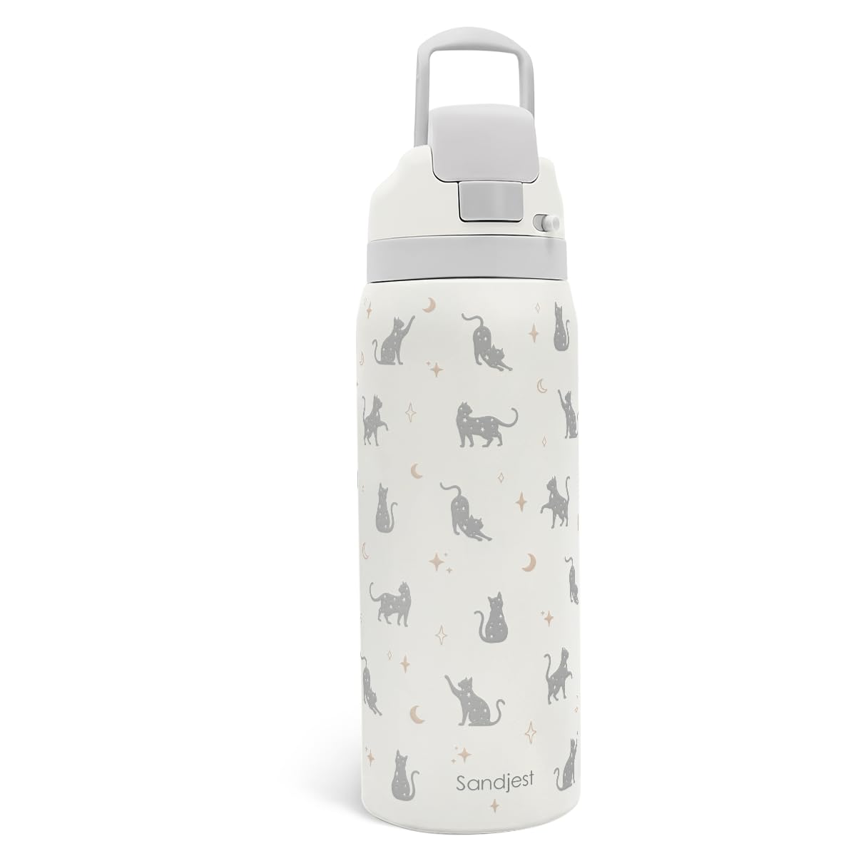 Cat Insulated Stainless Steel Water Bottle with Straw for Sports and Travel 32 Ounces for Women Girls Friends Teens Birthday (Gr