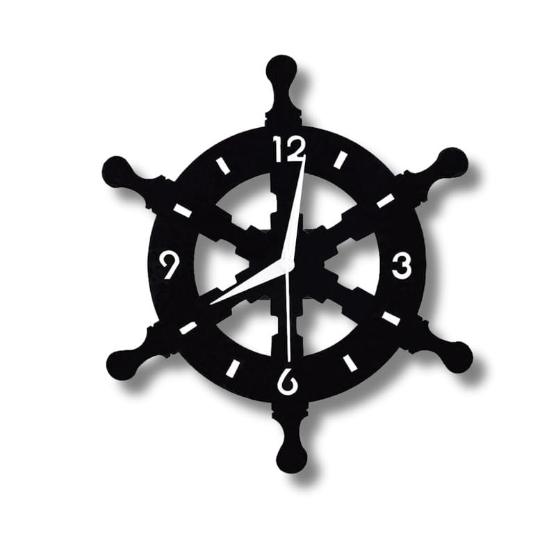Rap Creation Ship Wheel Shape Metallic Analog Wall Clock For Home, Office, Living Room, Bedroom, Kids Room And Kitchen | Stylish