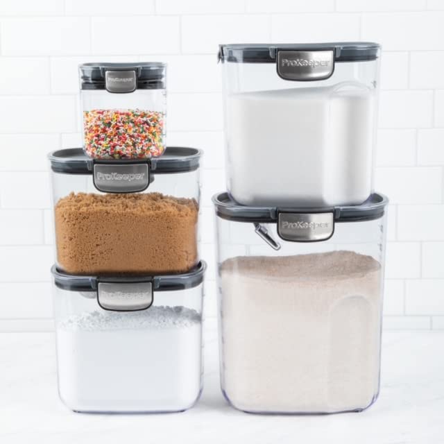 Prokeeper+ 9 Piece Clear Plastic Airtight Food Flour And Sugar Baker'S Kitchen Storage Organization Container Canister Set With
