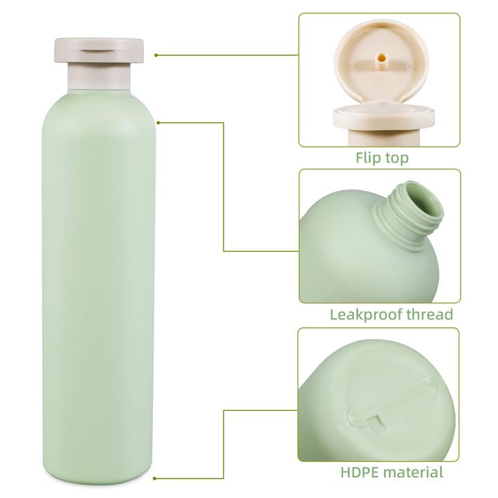 Umetass 8.8Oz Squeeze Bottles With Flip Cap, Refillable Plastic Travel Bottles For Creams, Lotion, Shampoo, Conditioner (2 Pcs)