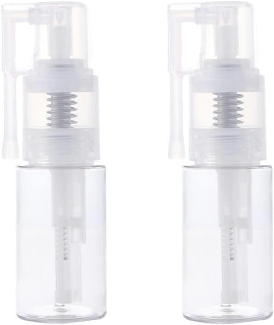 Senyango 2 Pcs 14ml Transparent Powder Spray Bottle,Refillable Hair Fiber Applicator, Empty Powder Cosmetics Bottles,Glitter Spr