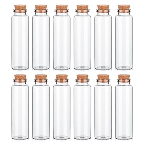 Tobwolf 12Pcs 50Ml / 1.7Oz Glass Spice Bottles, Silica Glass Seasoning Jars With Cork, Empty Spice Containers Seasoning Bottles,