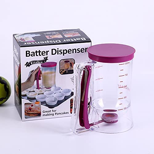 Mcffaga Pancake Cupcake Batter Dispenser For Waffles, Muffin Mix, Crepes, Cake Purple
