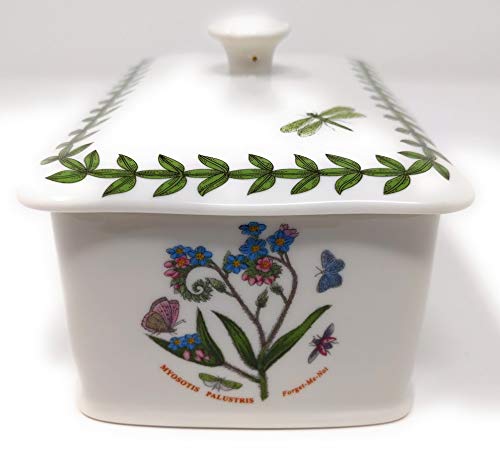 Portmeirion Botanic Garden 6'' Butter Keeper With Knob Lid | Assorted Floral Motifs | Porcelain | Dishwasher, Warm Oven, Microwa