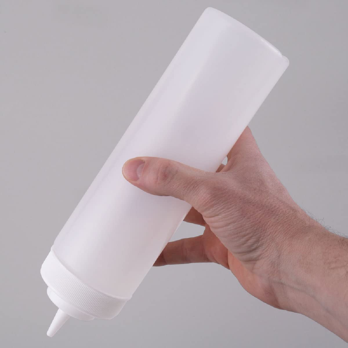 Truecraftware-Set Of 6 Squeeze Condiment Wide Mouth Dispensing Bottles 24 Oz Clear- Plastic Squeeze Bottle For Sauces Spreads Ke