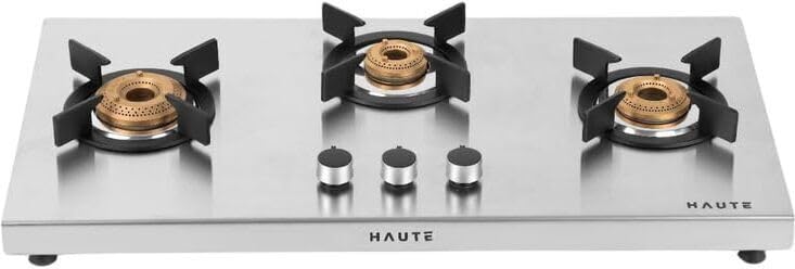 Haute Evoque Series 3.0 3Burner Manual Stove | 2Mm Stainless Steel | Isi Certified |Lpg And Png|Door Step Service |10 - Year War