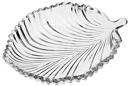 Jay Antique Crystal Clear Leaf Shape Plate Glass Platter Serving Tray For Dry Fruits Home Decoration Living Room Decor.