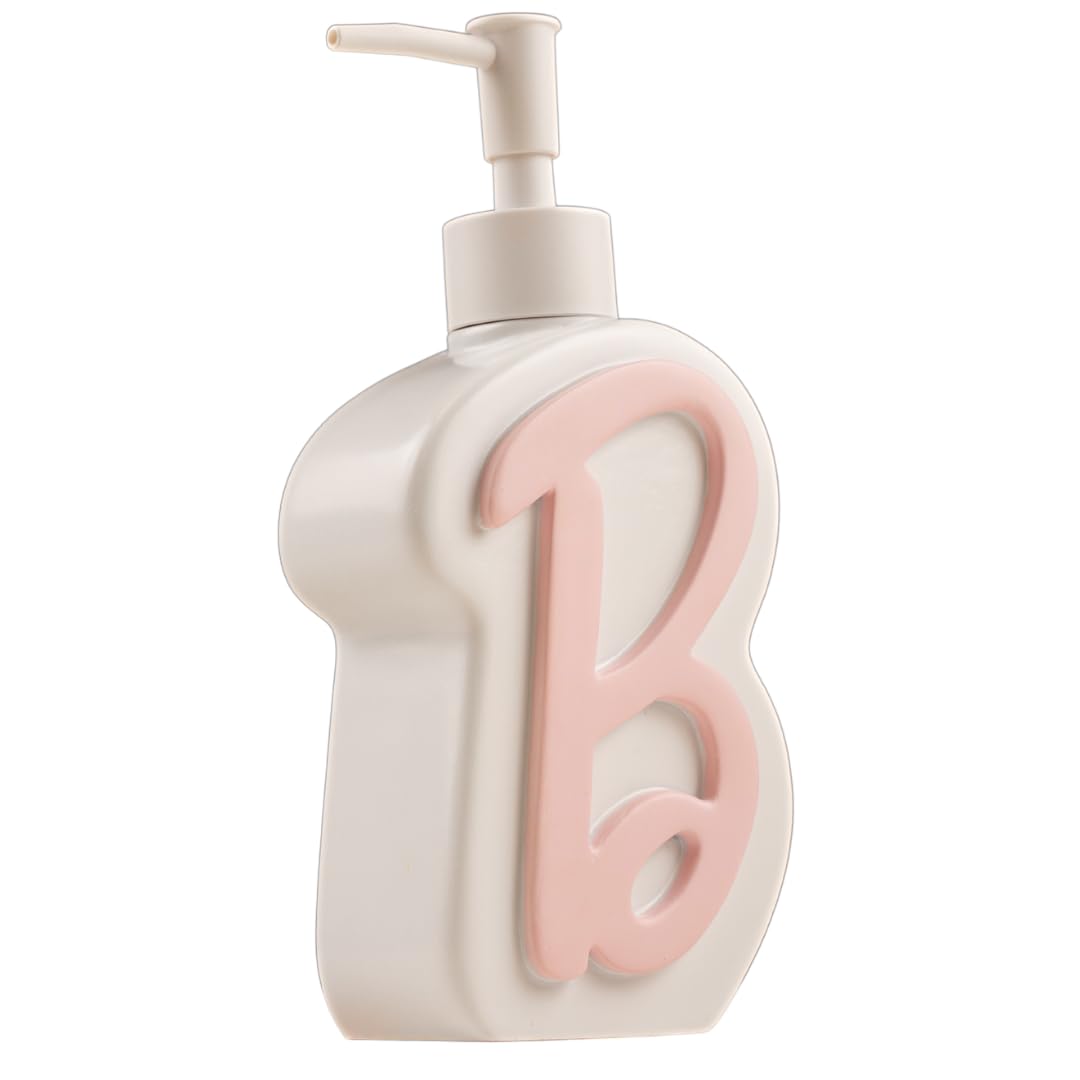 Collectibles Barbie Light Pink B Monogram Soap/Lotion/Hand Sanitizer Resin Pump Dispenser, 11.69 Ounces, (Officially Licensed Pr