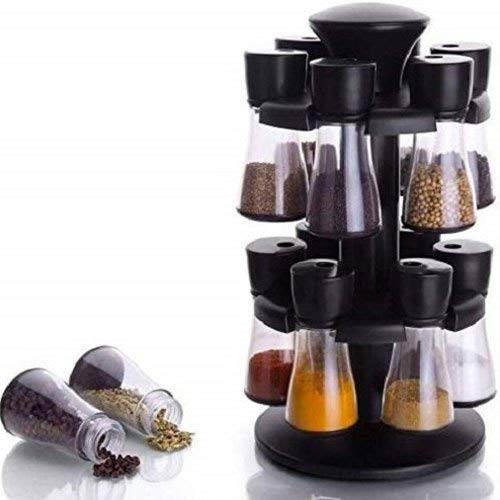 Seaspirit Spice Rack Multipurpose Revolving Plastic Spice Rack 12 Pieces Masala Box/Condiment Set For Kitchen