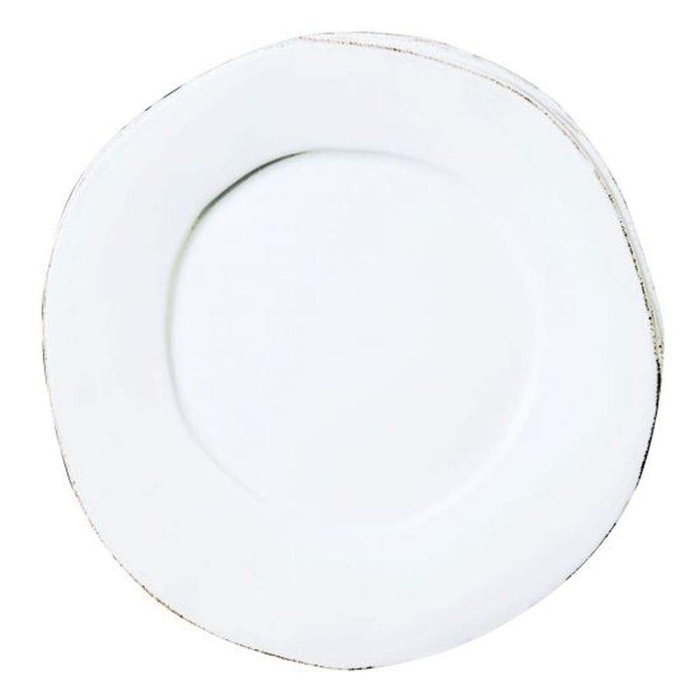 Vietri Lastra White American Dinner Plate, 12  Handmade Stoneware Plate, Microwave Safe Dishware