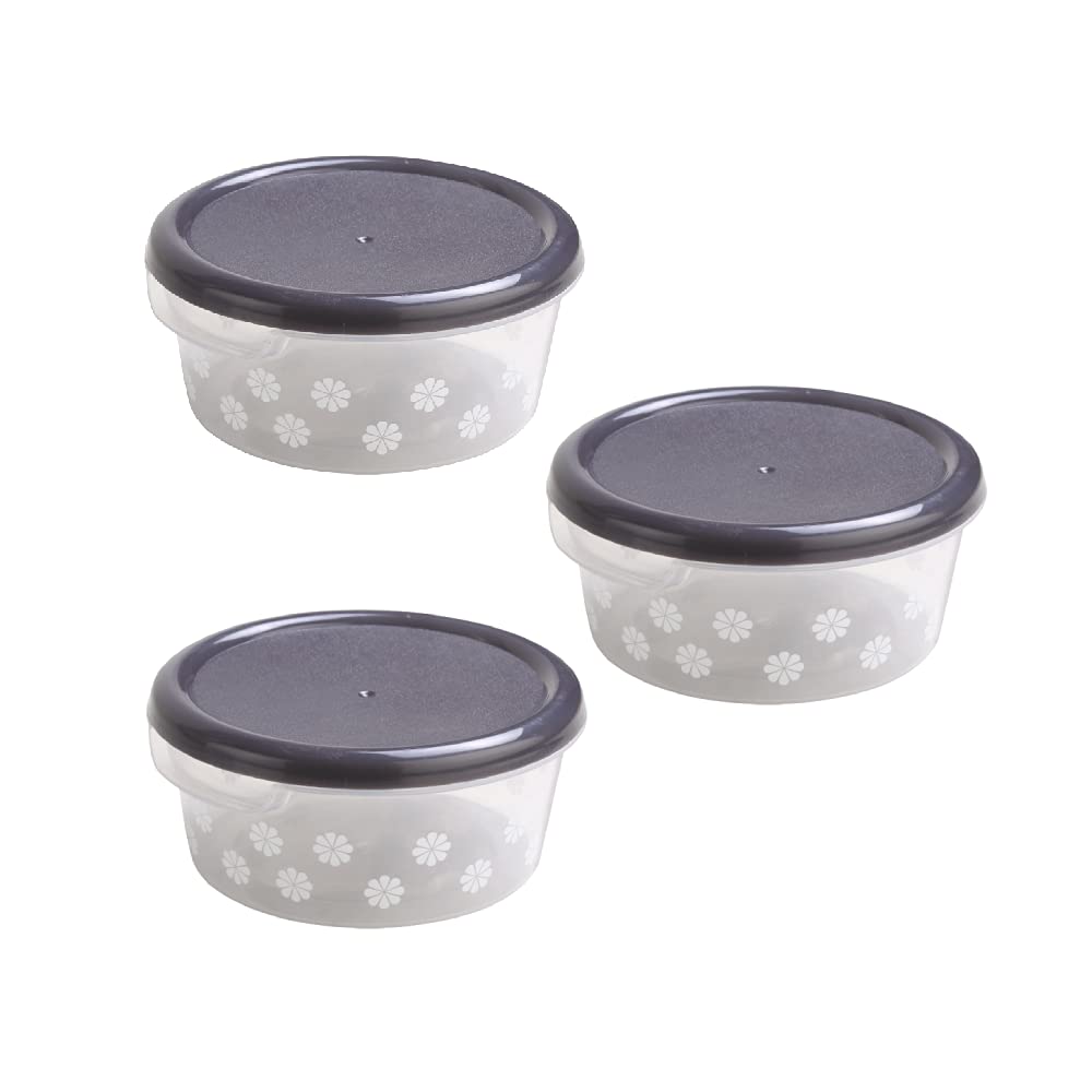 Jewel Storia Bpa Free Air Tight Plastic Container Set For Kitchen | Leakproof & Unbreakable Lid | Set Of 3, 300 Ml Each | Black