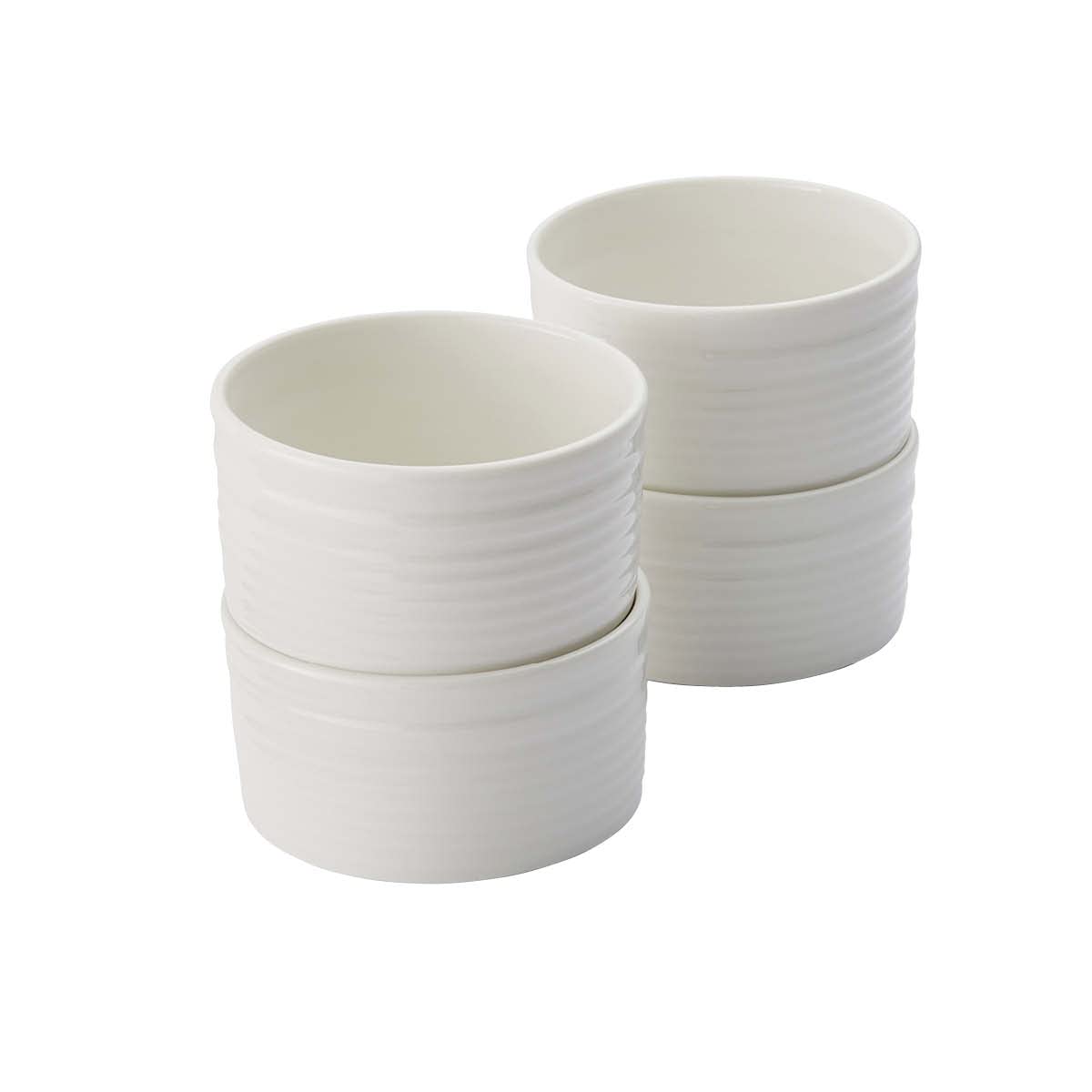 Portmeirion Sophie Conran White Ramekins | Set of 4 | 7 Oz Oven Safe Ramekins for Crme Brulee, Souffle, Custard | Made from Fine