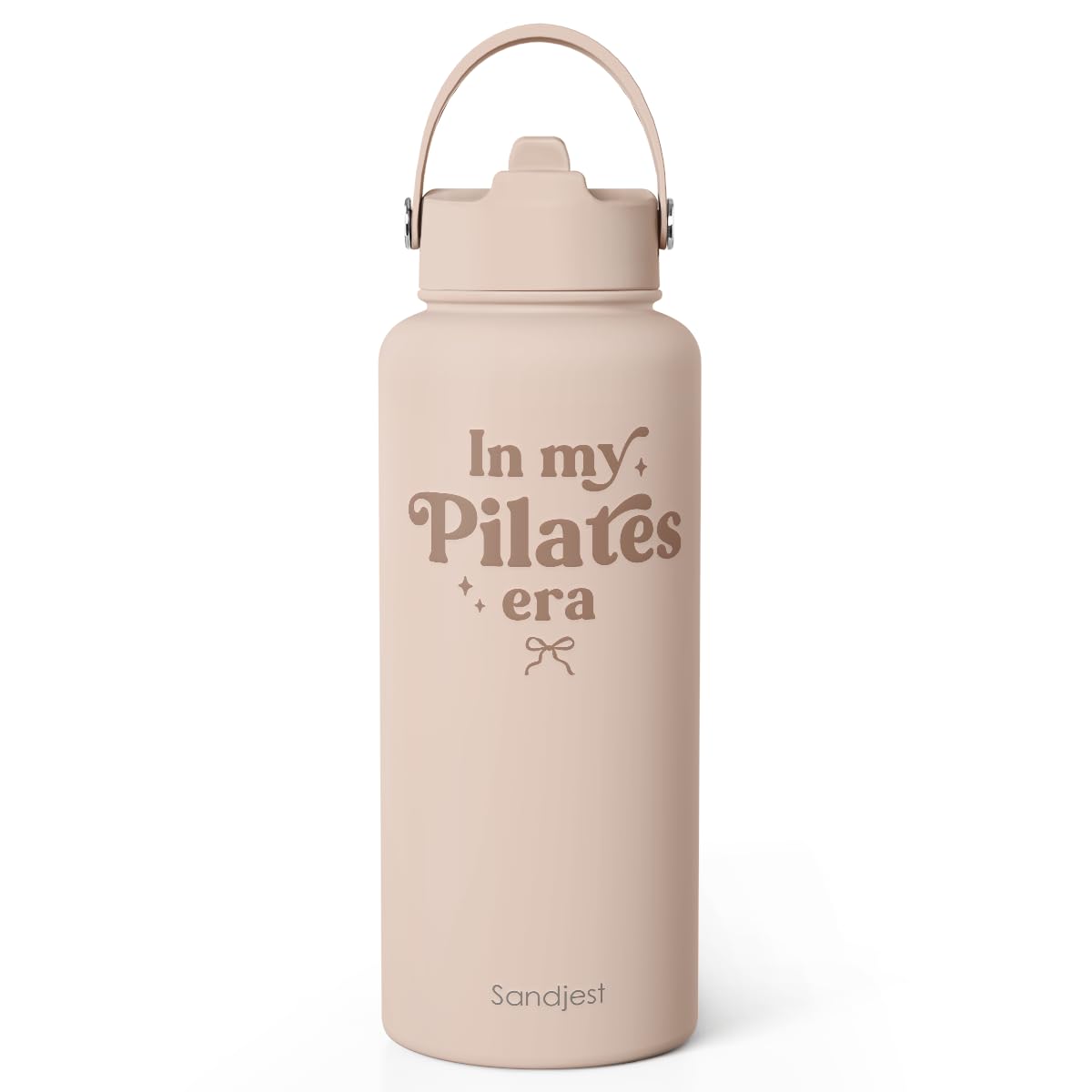 SANDJEST Pilates Gift for Women, Sport Water Bottle Stainless Steel 32oz with Lid & Straw, In My Pilates Era Insulated Bottles G