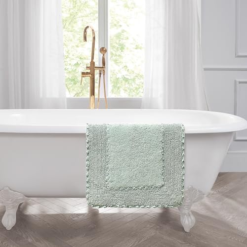 Laura Ashley Ruffle Border 100% Cotton Bath Rug, Green, 20''X 34''