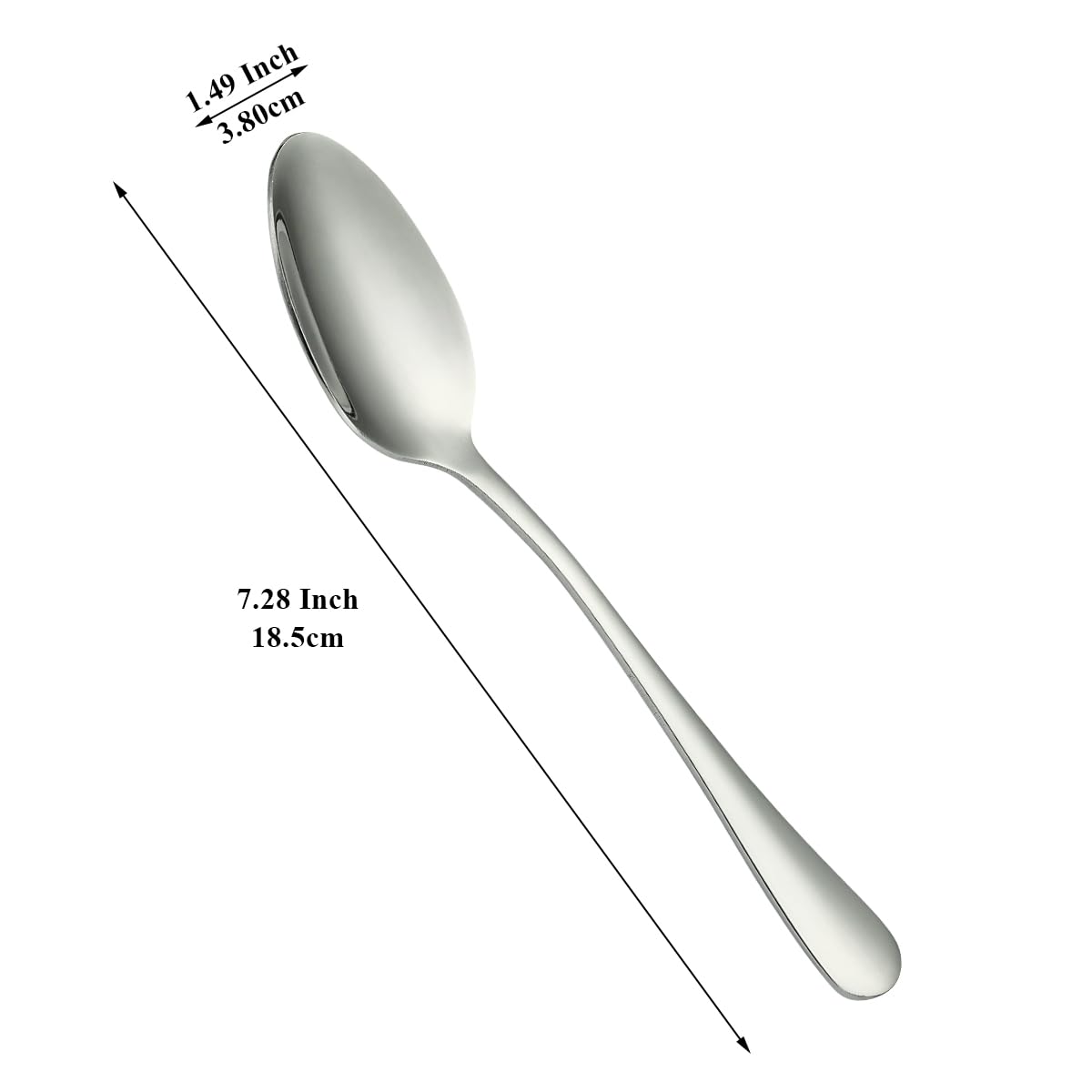 Evanda Dinner Spoons 12 Pieces, Stainless Steel 7.28Inch Spoons, Dessert Spoons, Table Spoon, Soup Spoons, Easy To Clean, Dishwa