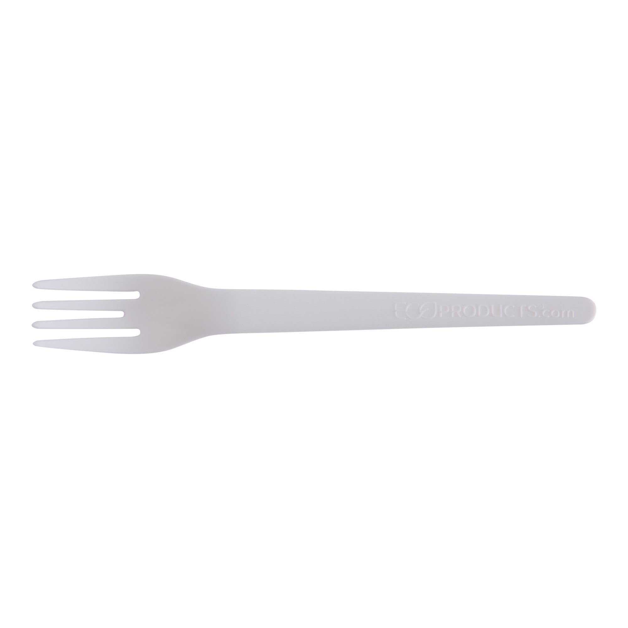 Eco-Products Plantware Disposable Compostable Pla Plastic Utensil Cutlery, 6'' Fork, White, Case Of 1000