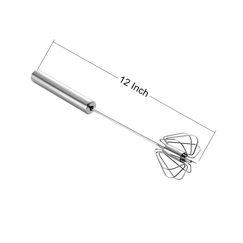 12 Inch Stainless Steel Semi-Automatic Whisk Handhold Push-Type Egg Beater For Home Kitchen Stainless Steel Eggbeater