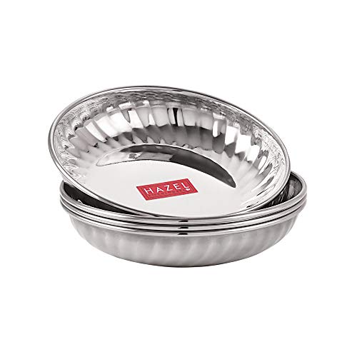 Hazel Stainless Steel Serving Sweet Dish Dessert Plate, 310 Ml Each, Set Of 4