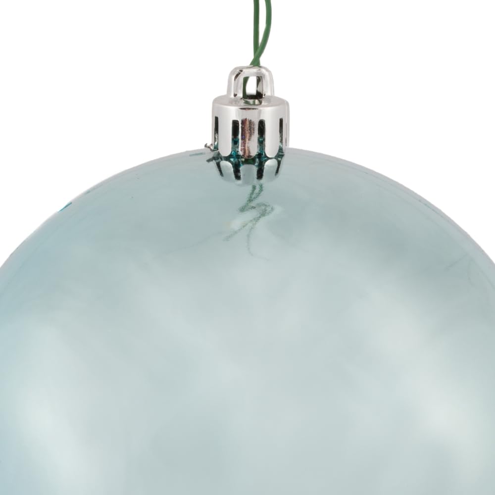 Vickerman Shiny Finish Shatterproof Christmas Ball Ornament, UV Resistant with Drilled Cap, 6 per Bag, 4, Baby Blue