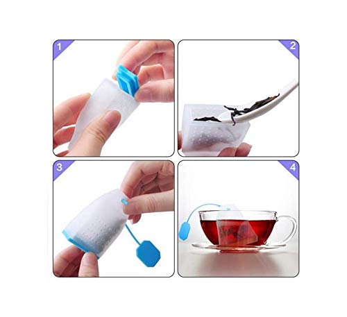 4 Pack Reusable Silicone Tea Bags Loose Leaf Tea Infuser Strainer Set Premium Tea Filter With Long Rope For Tea Cups Mugs And Te
